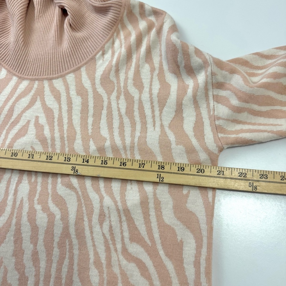 Calvin Klein Women’s S Mock Cowl Neck Sweater Pink/White Zebra Print Long Sleeve - Picture 7 of 10